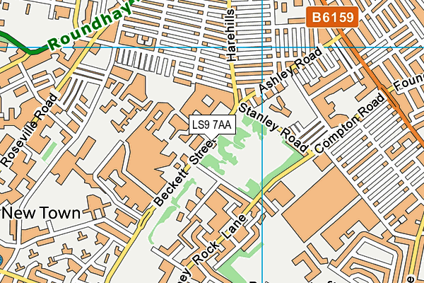 LS9 7AA map - OS VectorMap District (Ordnance Survey)