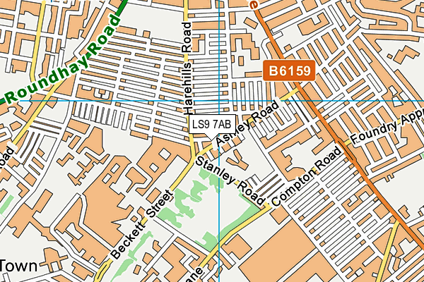 LS9 7AB map - OS VectorMap District (Ordnance Survey)