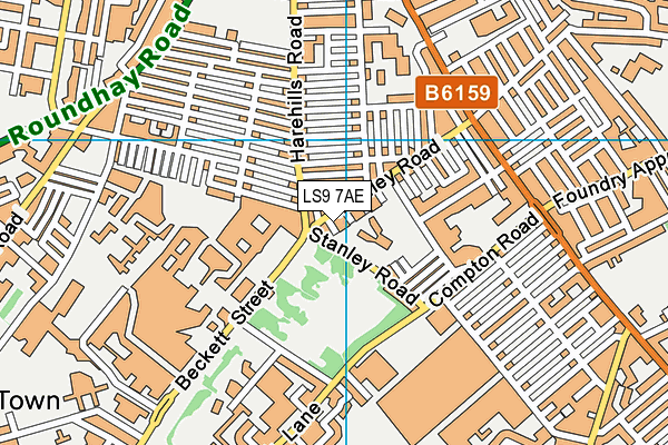 LS9 7AE map - OS VectorMap District (Ordnance Survey)
