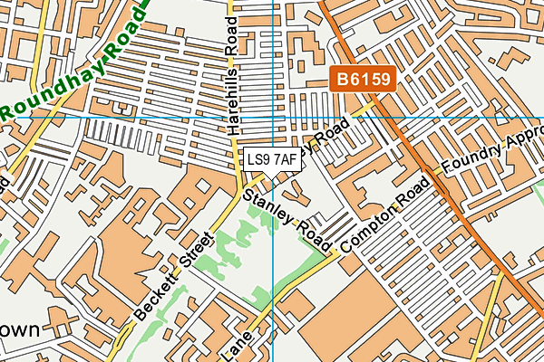 LS9 7AF map - OS VectorMap District (Ordnance Survey)