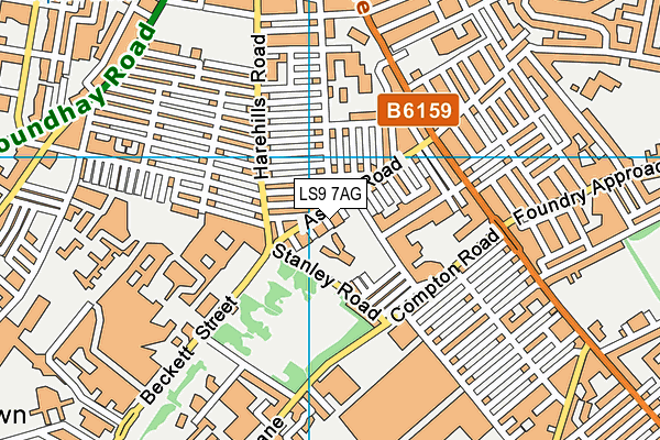 LS9 7AG map - OS VectorMap District (Ordnance Survey)