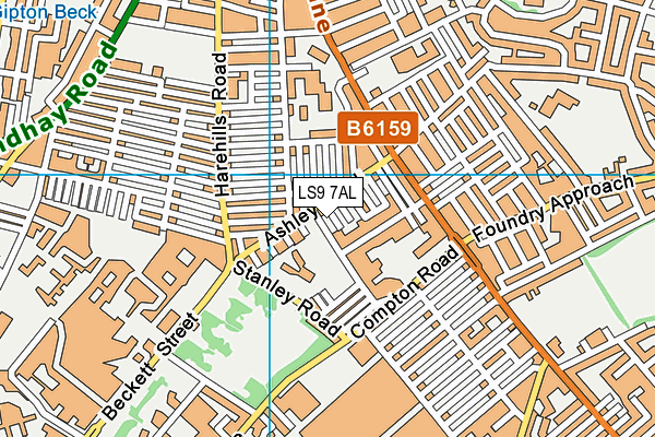 LS9 7AL map - OS VectorMap District (Ordnance Survey)