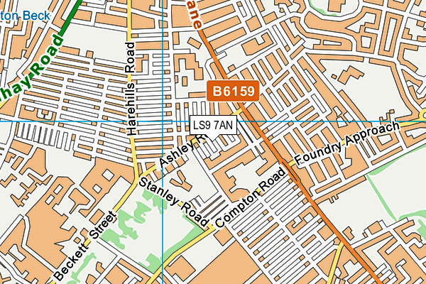 LS9 7AN map - OS VectorMap District (Ordnance Survey)