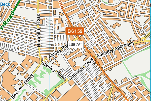 LS9 7AT map - OS VectorMap District (Ordnance Survey)