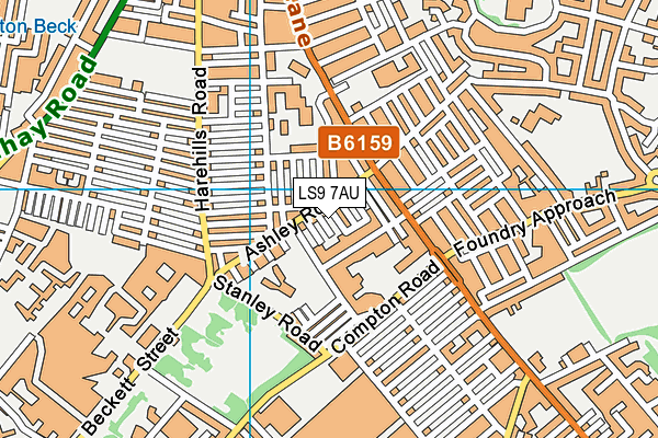LS9 7AU map - OS VectorMap District (Ordnance Survey)