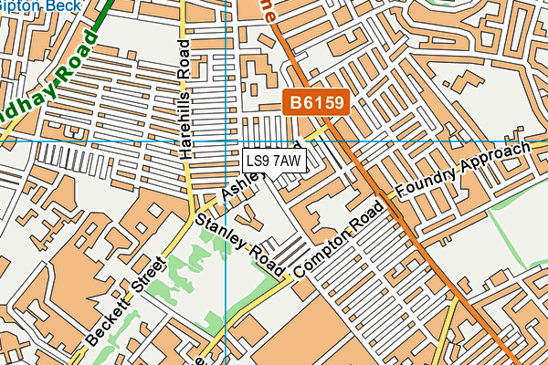 LS9 7AW map - OS VectorMap District (Ordnance Survey)