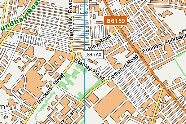 LS9 7AX map - OS VectorMap District (Ordnance Survey)