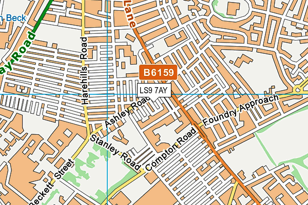 LS9 7AY map - OS VectorMap District (Ordnance Survey)
