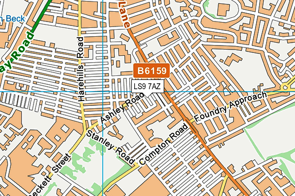 LS9 7AZ map - OS VectorMap District (Ordnance Survey)