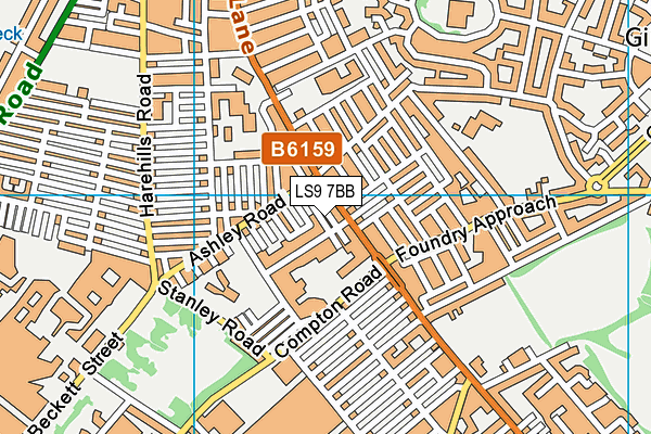 LS9 7BB map - OS VectorMap District (Ordnance Survey)