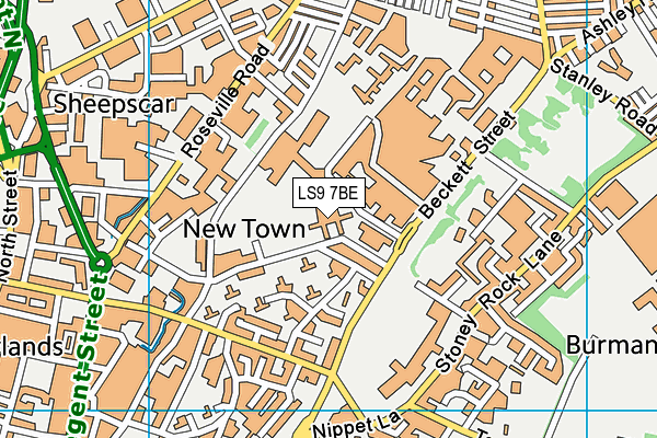 LS9 7BE map - OS VectorMap District (Ordnance Survey)