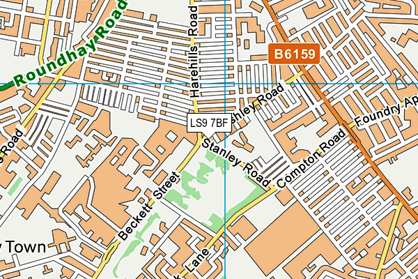 LS9 7BF map - OS VectorMap District (Ordnance Survey)