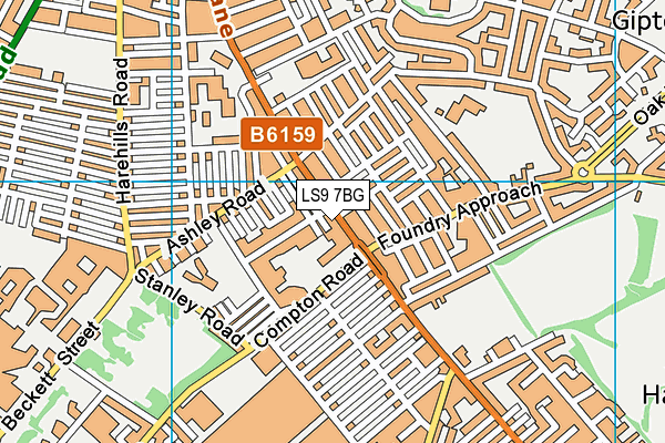 LS9 7BG map - OS VectorMap District (Ordnance Survey)