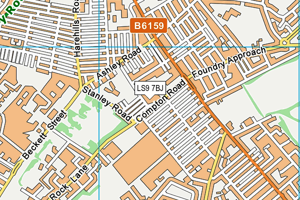 LS9 7BJ map - OS VectorMap District (Ordnance Survey)