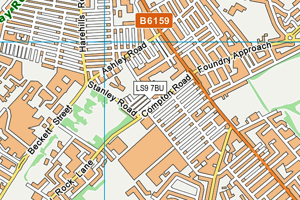 LS9 7BU map - OS VectorMap District (Ordnance Survey)