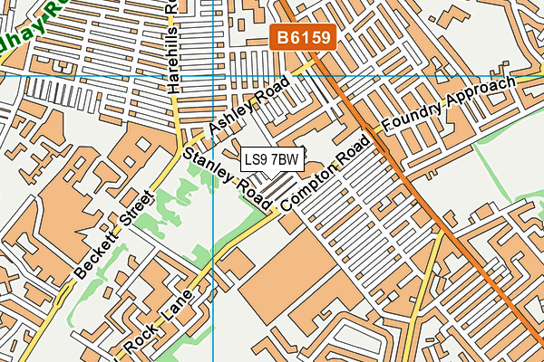 LS9 7BW map - OS VectorMap District (Ordnance Survey)