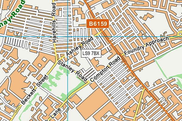 LS9 7BX map - OS VectorMap District (Ordnance Survey)