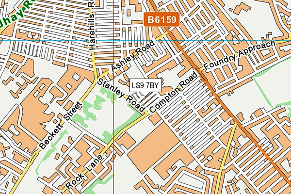 LS9 7BY map - OS VectorMap District (Ordnance Survey)