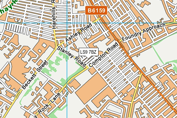 LS9 7BZ map - OS VectorMap District (Ordnance Survey)