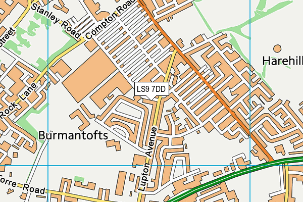 LS9 7DD map - OS VectorMap District (Ordnance Survey)