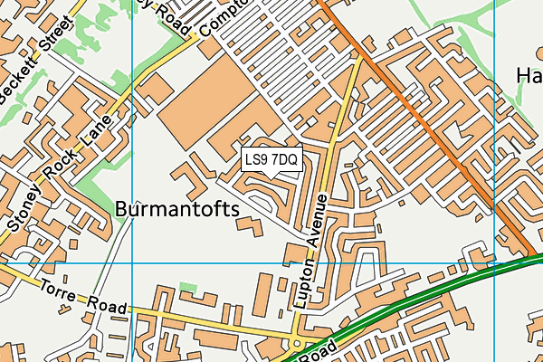 LS9 7DQ map - OS VectorMap District (Ordnance Survey)