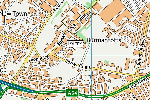 LS9 7EX map - OS VectorMap District (Ordnance Survey)