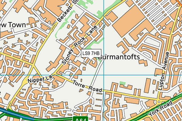 LS9 7HB map - OS VectorMap District (Ordnance Survey)