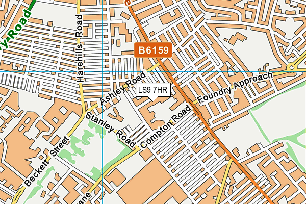 LS9 7HR map - OS VectorMap District (Ordnance Survey)