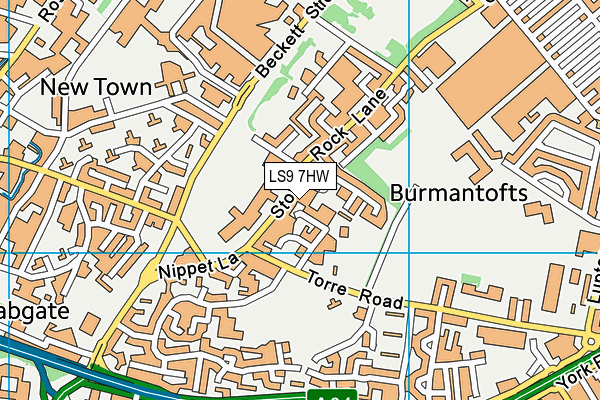 LS9 7HW map - OS VectorMap District (Ordnance Survey)