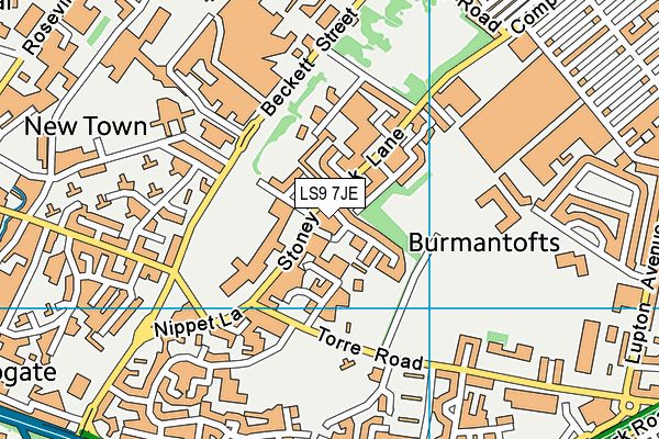LS9 7JE map - OS VectorMap District (Ordnance Survey)