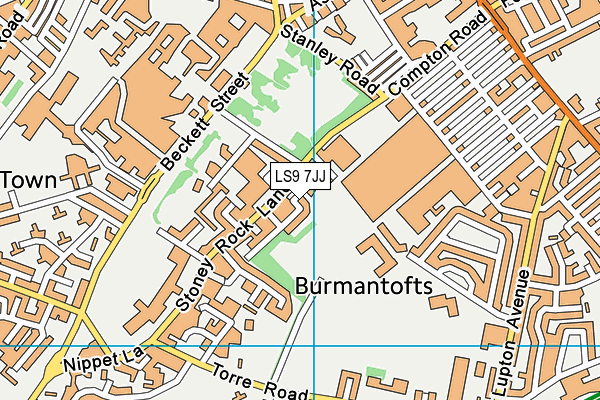 LS9 7JJ map - OS VectorMap District (Ordnance Survey)