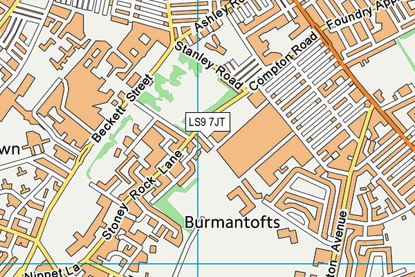 LS9 7JT map - OS VectorMap District (Ordnance Survey)