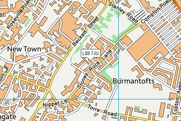 LS9 7JU map - OS VectorMap District (Ordnance Survey)