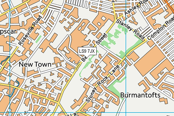 LS9 7JX map - OS VectorMap District (Ordnance Survey)