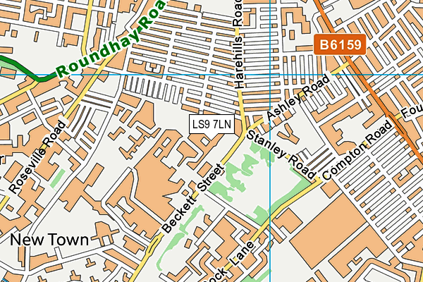 LS9 7LN map - OS VectorMap District (Ordnance Survey)