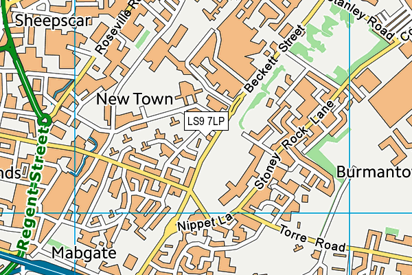 LS9 7LP map - OS VectorMap District (Ordnance Survey)