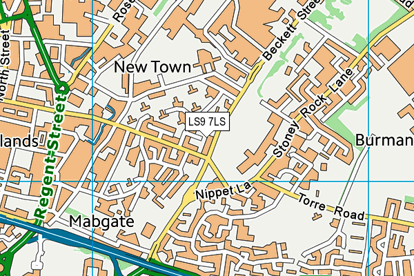 LS9 7LS map - OS VectorMap District (Ordnance Survey)