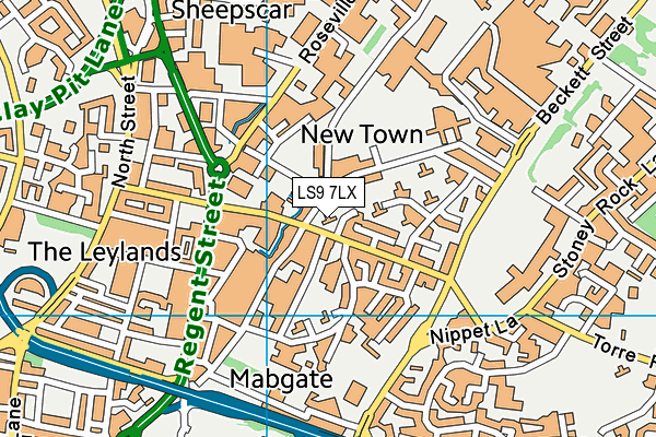 LS9 7LX map - OS VectorMap District (Ordnance Survey)