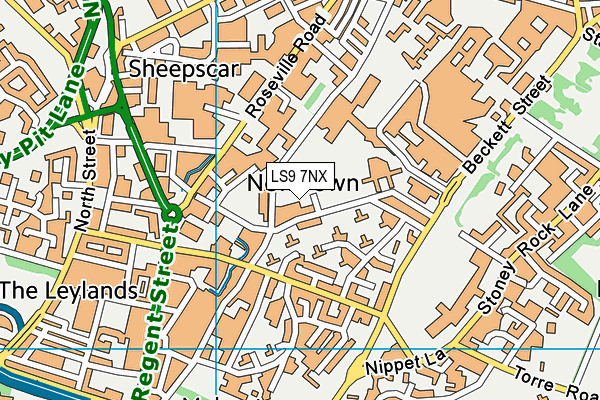 LS9 7NX map - OS VectorMap District (Ordnance Survey)