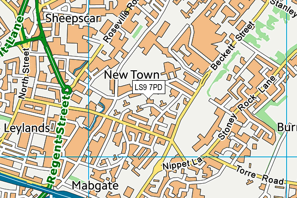 LS9 7PD map - OS VectorMap District (Ordnance Survey)