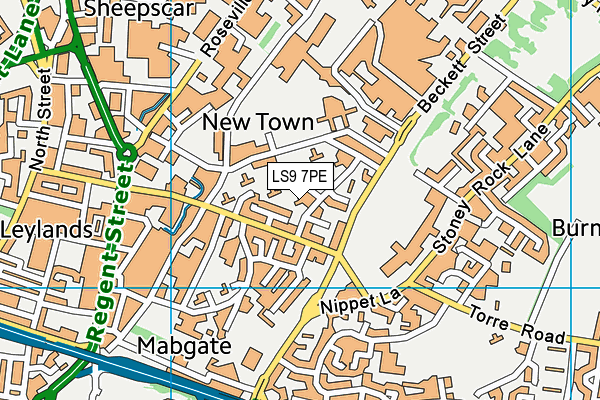 LS9 7PE map - OS VectorMap District (Ordnance Survey)