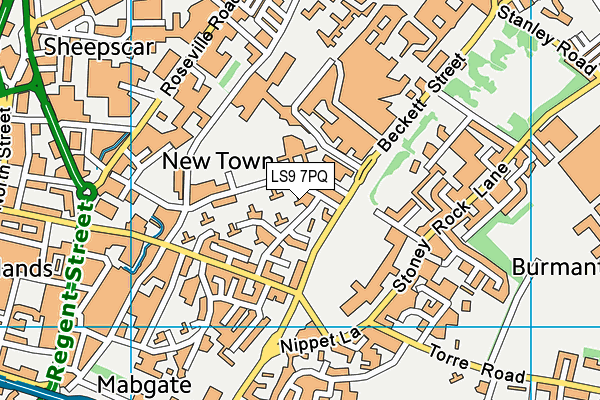 LS9 7PQ map - OS VectorMap District (Ordnance Survey)