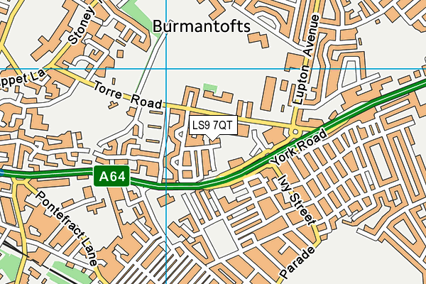 LS9 7QT map - OS VectorMap District (Ordnance Survey)