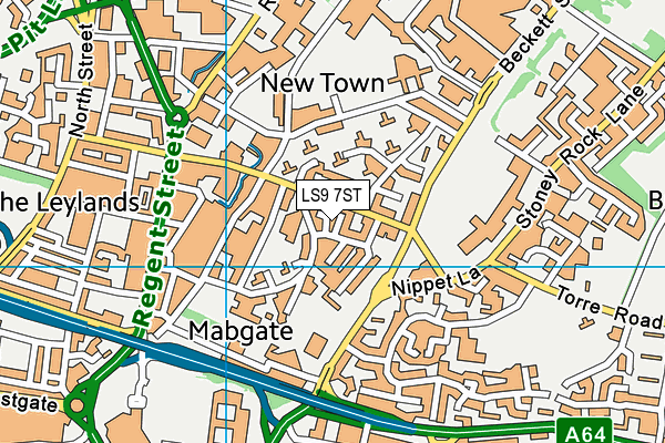 LS9 7ST map - OS VectorMap District (Ordnance Survey)