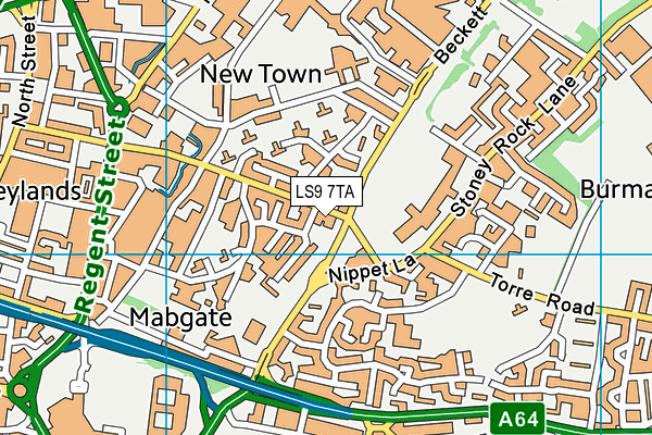 LS9 7TA map - OS VectorMap District (Ordnance Survey)