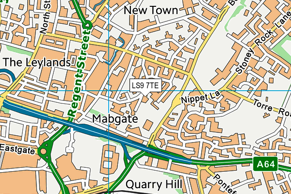 LS9 7TE map - OS VectorMap District (Ordnance Survey)