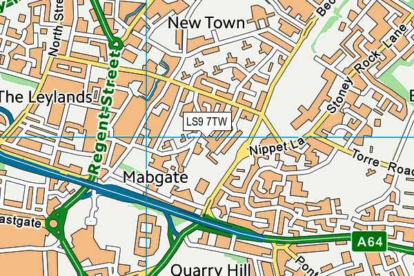 LS9 7TW map - OS VectorMap District (Ordnance Survey)