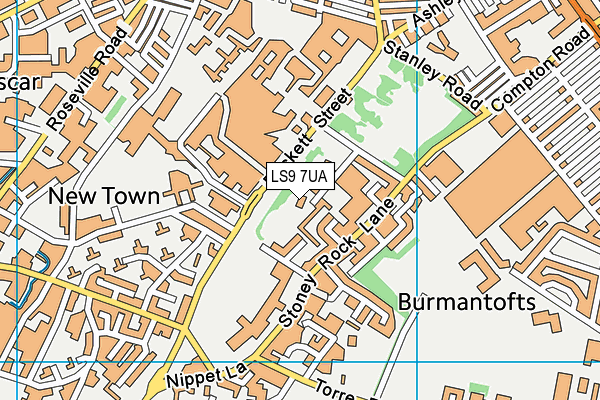LS9 7UA map - OS VectorMap District (Ordnance Survey)