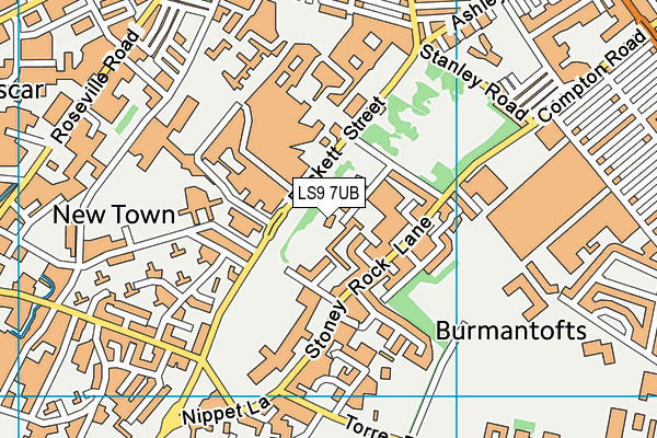 LS9 7UB map - OS VectorMap District (Ordnance Survey)