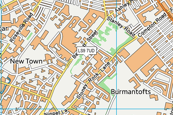 LS9 7UD map - OS VectorMap District (Ordnance Survey)
